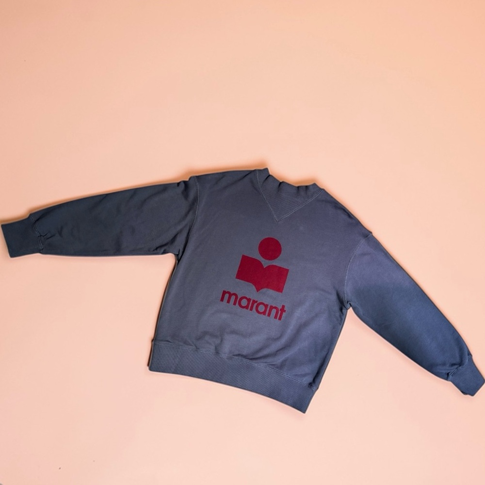 Isabel Marant Dark Grey Étoile “Mobyli” Sweater W/Burgundy Velvet Logo 38/6/M